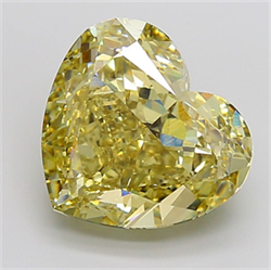 Picture of Lab Grown Diamond 14.24 Carats, Heart with  Cut, Fancy Intense Yellow Color, VS1 Clarity and Certified by IGI