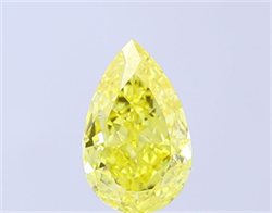 Picture of Lab Grown Diamond 2.02 Carats, Pear with  Cut, Fancy Vivid Yellow Color, VVS2 Clarity and Certified by IGI