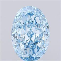 Picture of Lab Grown Diamond 2.94 Carats, Oval with  Cut, Fancy Vivid Blue Color, VVS2 Clarity and Certified by IGI