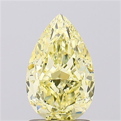 Picture of Lab Grown Diamond 1.71 Carats, Pear with  Cut, Fancy Intense Yellow Color, VVS2 Clarity and Certified by IGI
