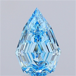 Picture of Lab Grown Diamond 2.02 Carats, Pear with  Cut, Fancy Vivid Blue Color, VS1 Clarity and Certified by IGI