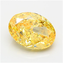 Picture of Lab Grown Diamond 5.01 Carats, Oval with  Cut, Fancy Vivid Yellow Color, VS1 Clarity and Certified by IGI