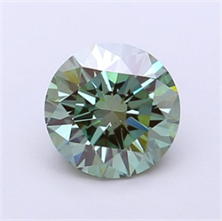 Picture of Lab Grown Diamond 1.41 Carats, Round with Excellent Cut, Fancy Vivid Green Color, VS2 Clarity and Certified by IGI