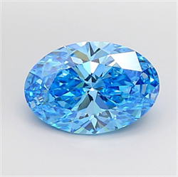 Picture of Lab Grown Diamond 4.03 Carats, Oval with  Cut, Fancy Vivid Blue Color, VVS2 Clarity and Certified by IGI