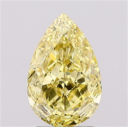 Picture of Lab Grown Diamond 2.07 Carats, Pear with  Cut, Fancy Vivid Yellow Color, VS2 Clarity and Certified by IGI