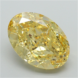 Picture of Lab Grown Diamond 7.02 Carats, Oval with  Cut, Fancy Vivid Yellow Color, VS1 Clarity and Certified by IGI