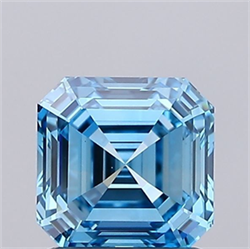 Picture of Lab Grown Diamond 1.24 Carats, Asscher with  Cut, Fancy Vivid Blue Color, VS2 Clarity and Certified by IGI