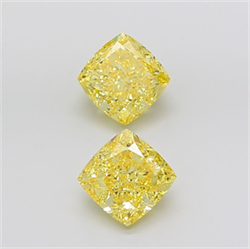 Picture of Lab Grown Diamond 3.07 Carats, CUSHION MODIFIED with  Cut, Fancy Intense Yellow Color, VVS2 Clarity and Certified by IGI