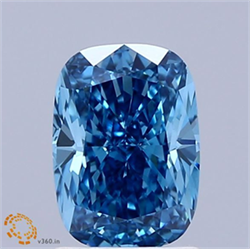 Picture of Lab Grown Diamond 1.55 Carats, CUSHION MODIFIED with  Cut, Fancy Vivid Blue Color, VS1 Clarity and Certified by IGI
