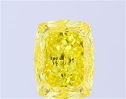 Picture of Lab Grown Diamond 4.01 Carats, CUSHION MODIFIED with  Cut, Fancy Vivid Yellow Color, VVS2 Clarity and Certified by IGI