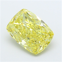Picture of Lab Grown Diamond 3.24 Carats, CUSHION MODIFIED with  Cut, Fancy Intense Yellow Color, VS1 Clarity and Certified by IGI