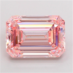 Picture of Lab Grown Diamond 3.52 Carats, Emerald with  Cut, Fancy Intense Pink Color, VS1 Clarity and Certified by IGI