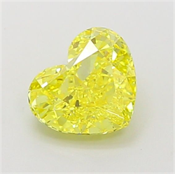Picture of Lab Grown Diamond 1.27 Carats, Heart with  Cut, Fancy Vivid Yellow Color, VVS2 Clarity and Certified by IGI