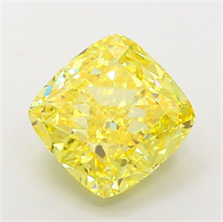 Picture of Lab Grown Diamond 6.01 Carats, CUSHION MODIFIED with  Cut, Fancy Vivid Yellow Color, VS2 Clarity and Certified by IGI