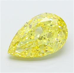 Picture of Lab Grown Diamond 3.04 Carats, Pear with  Cut, Fancy Vivid Yellow Color, VS1 Clarity and Certified by IGI