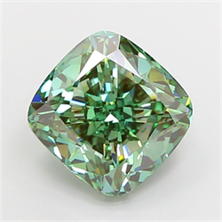 Picture of Lab Grown Diamond 5.03 Carats, CUSHION MODIFIED with  Cut, Fancy Vivid Green Color, VS1 Clarity and Certified by IGI