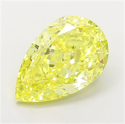 Picture of Lab Grown Diamond 5.06 Carats, Pear with  Cut, Fancy Vivid Yellow Color, VVS2 Clarity and Certified by IGI