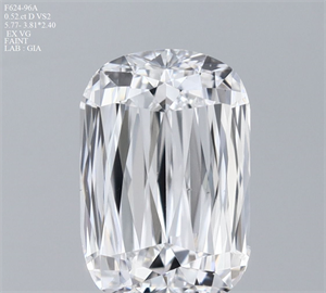 Picture of Natural Diamond 0.52 Carats, Cushion with  Cut, D Color, VS2 Clarity and Certified by GIA