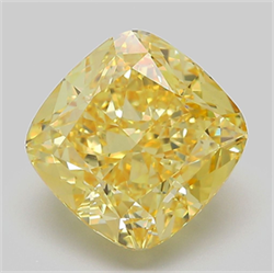 Picture of Lab Grown Diamond 6.18 Carats, CUSHION MODIFIED with  Cut, Fancy Vivid Yellow Color, VVS2 Clarity and Certified by IGI