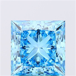 Picture of Lab Grown Diamond 2.68 Carats, Princess with  Cut, Fancy Vivid Blue Color, VS1 Clarity and Certified by IGI