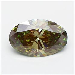 Picture of Lab Grown Diamond 2.74 Carats, Oval with  Cut, Fancy Intense Green Color, VVS2 Clarity and Certified by IGI