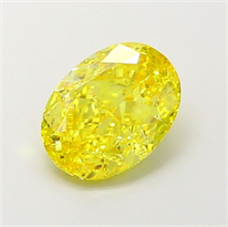 Picture of Lab Grown Diamond 1.84 Carats, Oval with  Cut, Fancy Vivid Yellow Color, VVS2 Clarity and Certified by IGI