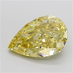 Picture of Lab Grown Diamond 6.02 Carats, Pear with  Cut, Fancy Intense Yellow Color, VS1 Clarity and Certified by IGI