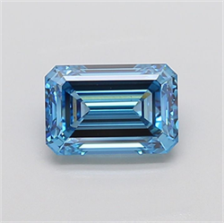 Picture of Lab Grown Diamond 2.62 Carats, Emerald with  Cut, Fancy Vivid Blue Color, VS1 Clarity and Certified by IGI