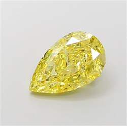 Picture of Lab Grown Diamond 3.09 Carats, Pear with  Cut, Fancy Vivid Yellow Color, VS1 Clarity and Certified by IGI