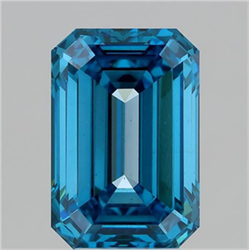 Picture of Lab Grown Diamond 5.05 Carats, Emerald with  Cut, Fancy Vivid Blue Color, VS2 Clarity and Certified by IGI