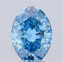 Picture of Lab Grown Diamond 3.03 Carats, Oval with  Cut, Fancy Vivid Blue Color, VS1 Clarity and Certified by IGI