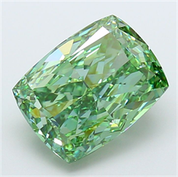 Picture of Lab Grown Diamond 5.54 Carats, CUSHION MODIFIED with  Cut, Fancy Vivid Green Color, VS1 Clarity and Certified by IGI