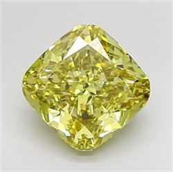 Picture of Lab Grown Diamond 3.08 Carats, CUSHION MODIFIED with  Cut, Fancy Intense Yellow Color, VS1 Clarity and Certified by IGI