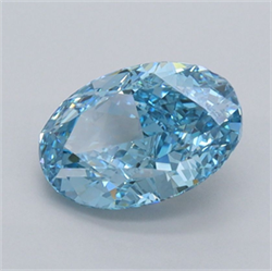 Picture of Lab Grown Diamond 1.65 Carats, Oval with  Cut, Fancy Vivid Blue Color, VS1 Clarity and Certified by IGI