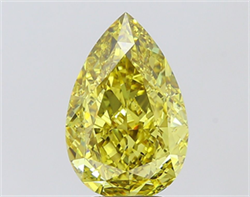 Picture of Lab Grown Diamond 5.10 Carats, Pear with  Cut, Fancy Vivid Yellow Color, VS1 Clarity and Certified by IGI