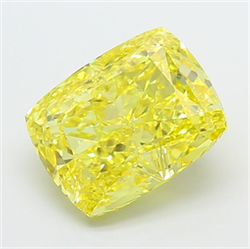 Picture of Lab Grown Diamond 3.53 Carats, CUSHION MODIFIED with  Cut, Fancy Vivid Yellow Color, VVS2 Clarity and Certified by IGI