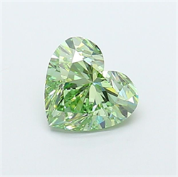 Picture of Lab Grown Diamond 1.55 Carats, Heart with  Cut, Fancy Vivid Green Color, VS1 Clarity and Certified by IGI