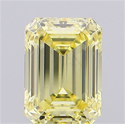 Picture of Lab Grown Diamond 2.51 Carats, Emerald with  Cut, Fancy Intense Yellow Color, VS1 Clarity and Certified by IGI