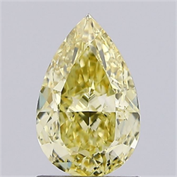 Picture of Lab Grown Diamond 1.58 Carats, Pear with  Cut, Fancy Intense Yellow Color, VS1 Clarity and Certified by IGI