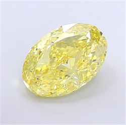 Picture of Lab Grown Diamond 4.64 Carats, Oval with  Cut, Fancy Intense Yellow Color, VVS2 Clarity and Certified by IGI