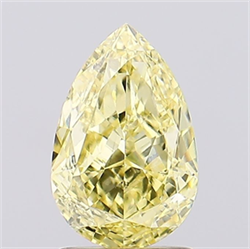Picture of Lab Grown Diamond 1.78 Carats, Pear with  Cut, Fancy Vivid Yellow Color, VS2 Clarity and Certified by IGI