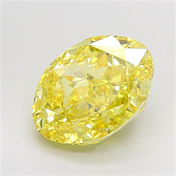Picture of Lab Grown Diamond 5.53 Carats, Oval with  Cut, Fancy Vivid Yellow Color, VS1 Clarity and Certified by IGI