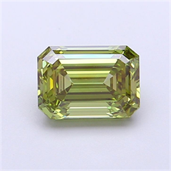 Picture of Lab Grown Diamond 1.52 Carats, Emerald with  Cut, Fancy Intense Green Color, VS1 Clarity and Certified by IGI