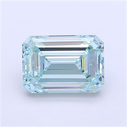 Picture of Lab Grown Diamond 1.75 Carats, Emerald with  Cut, Fancy Vivid Green Color, VVS1 Clarity and Certified by IGI