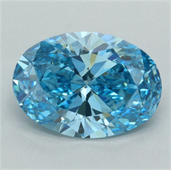 Picture of Lab Grown Diamond 3.10 Carats, Oval with  Cut, Fancy Vivid Blue Color, VVS2 Clarity and Certified by IGI