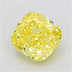 Picture of Lab Grown Diamond 5.02 Carats, CUSHION MODIFIED with  Cut, Fancy Vivid Yellow Color, VS2 Clarity and Certified by IGI