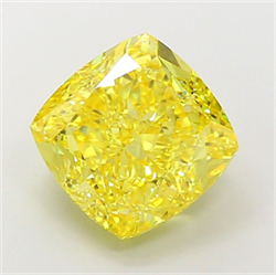Picture of Lab Grown Diamond 6.52 Carats, CUSHION MODIFIED with  Cut, Fancy Vivid Yellow Color, VVS2 Clarity and Certified by IGI