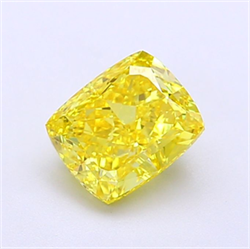 Picture of Lab Grown Diamond 1.31 Carats, CUSHION MODIFIED with  Cut, Fancy Vivid Yellow Color, VVS1 Clarity and Certified by IGI