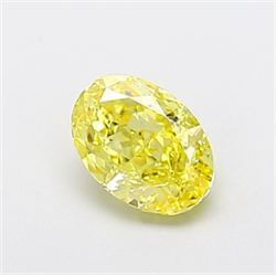 Picture of Lab Grown Diamond 1.24 Carats, Oval with  Cut, Fancy Intense Yellow Color, VVS2 Clarity and Certified by IGI