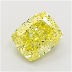 Picture of Lab Grown Diamond 3.63 Carats, CUSHION MODIFIED with  Cut, Fancy Intense Yellow Color, VS1 Clarity and Certified by IGI